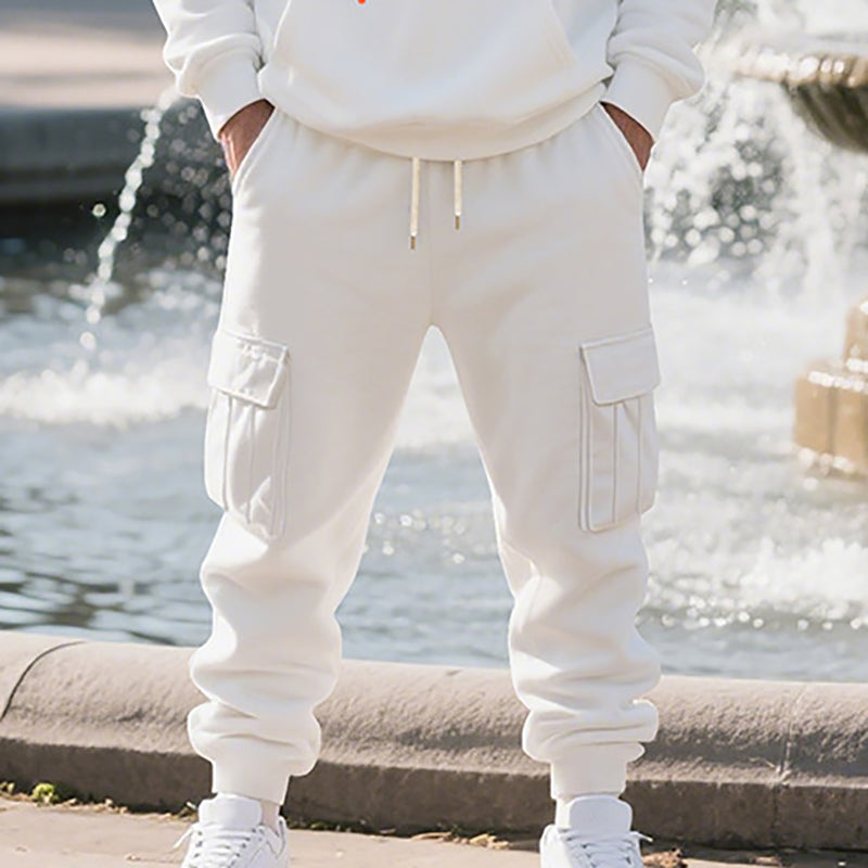 KZZ Men's Winter Fleece Lined Casual Set Long Sleeve Jacket & Pants