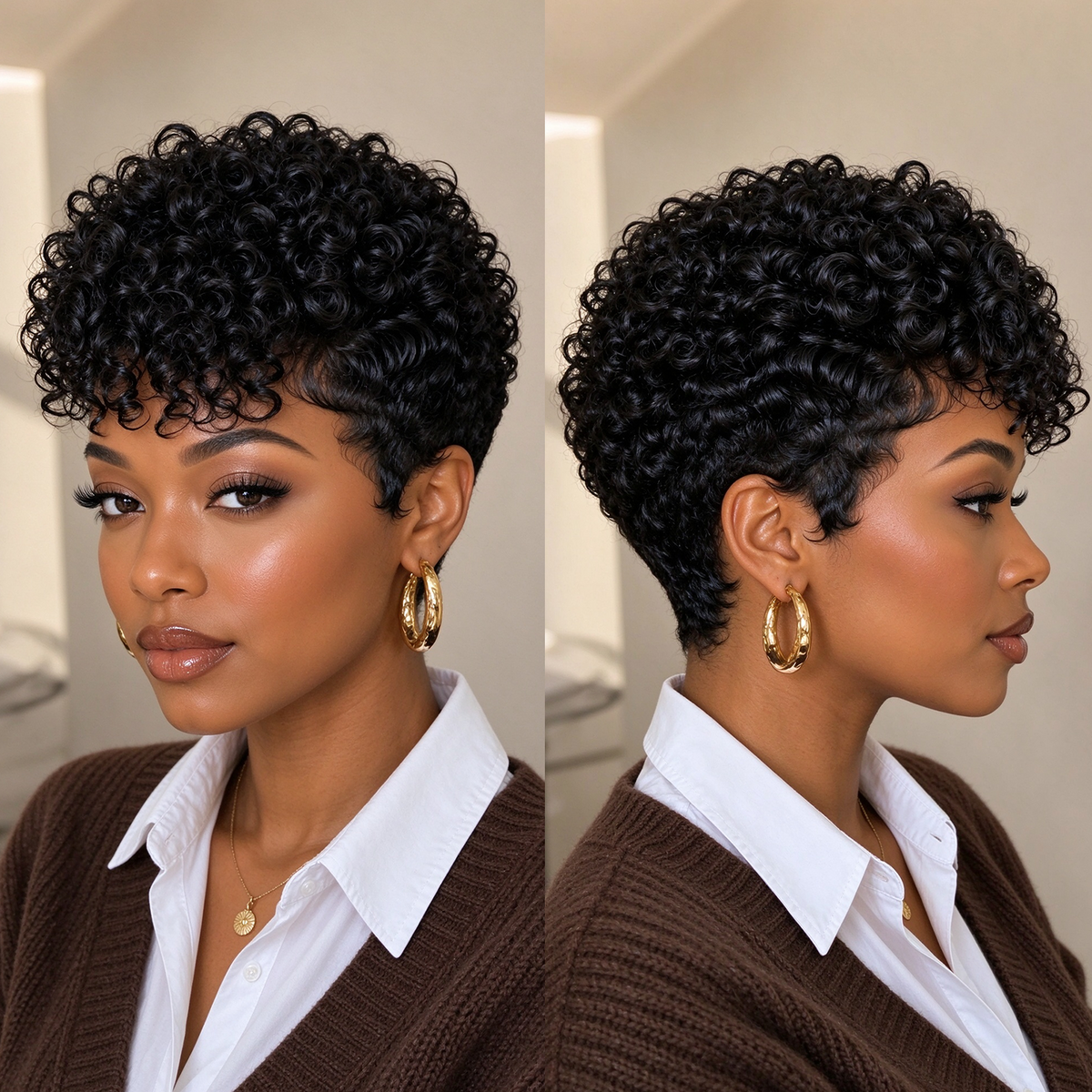 Small Finger Wave 13×4 Lace Pixie Full Cap Wig