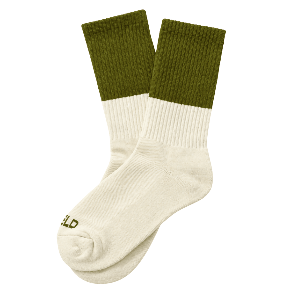 Color Block Crew Socks in olive and cream