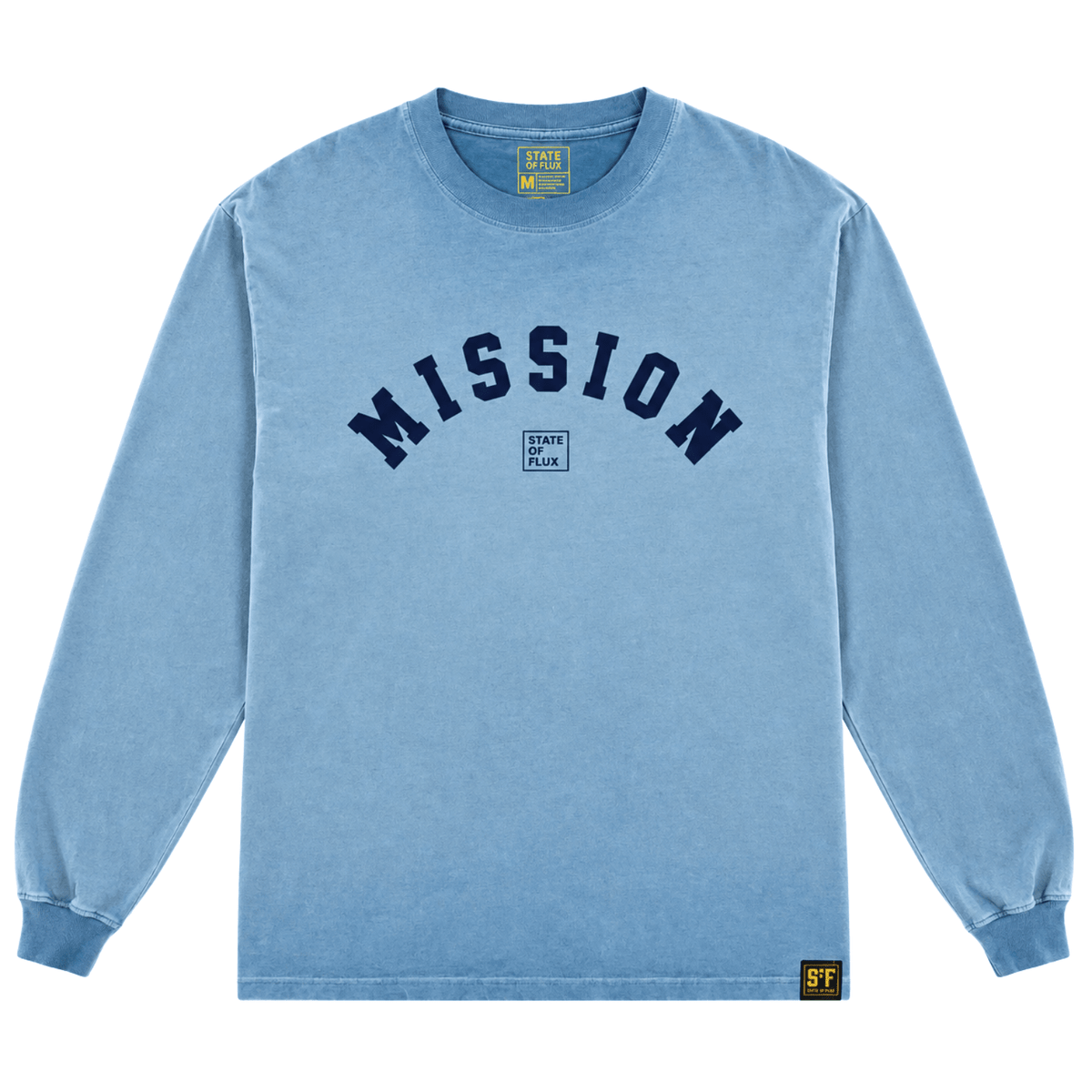 OG Mission Long-sleeve Tee in blue stone wash and dark blue