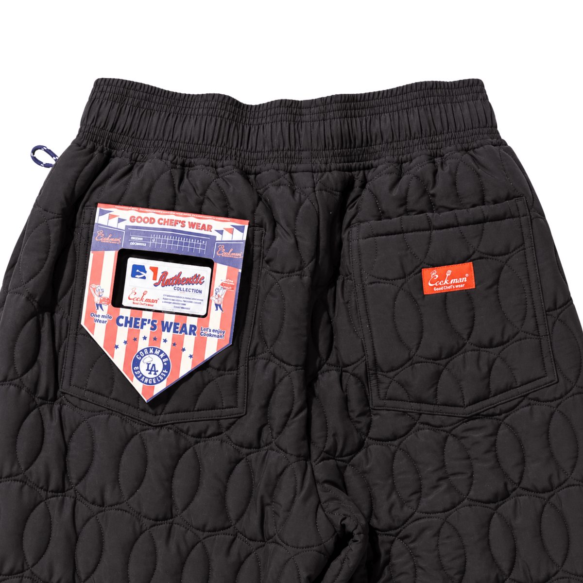Quilted Baseball Chef Pants in black