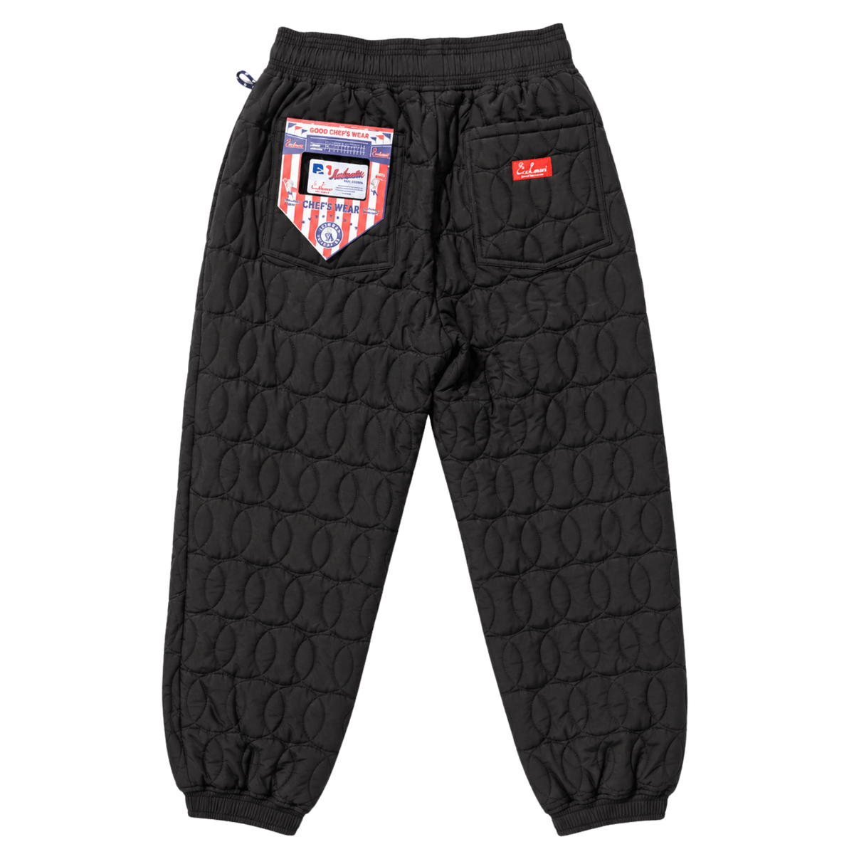 Quilted Baseball Chef Pants in black