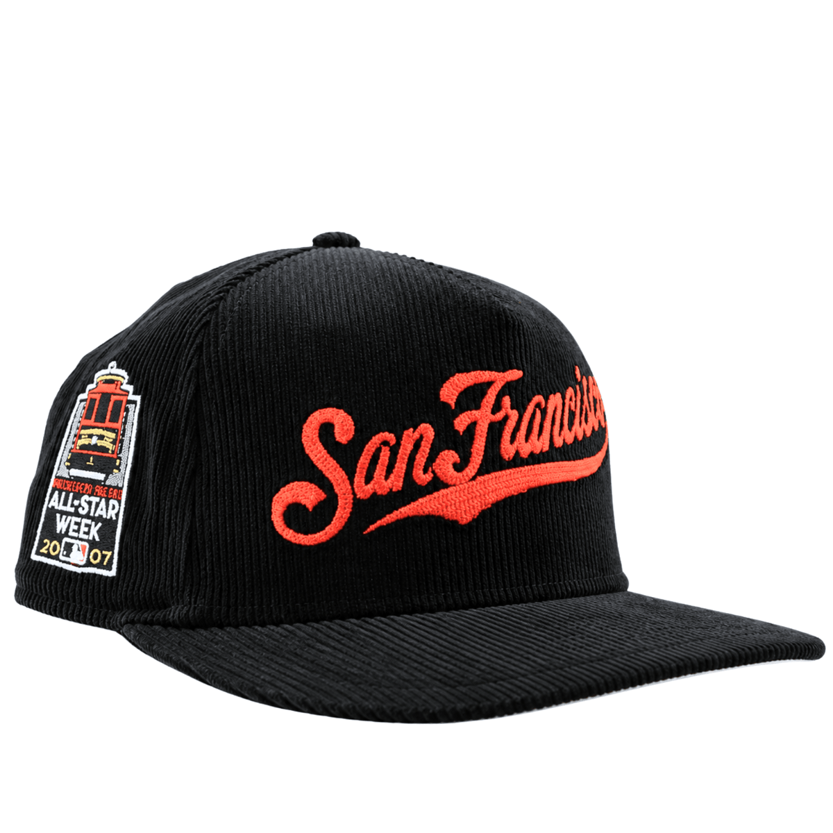 San Francisco Giants All-Star Trolley Corduroy 19Twenty Snapback Hat in black and orange