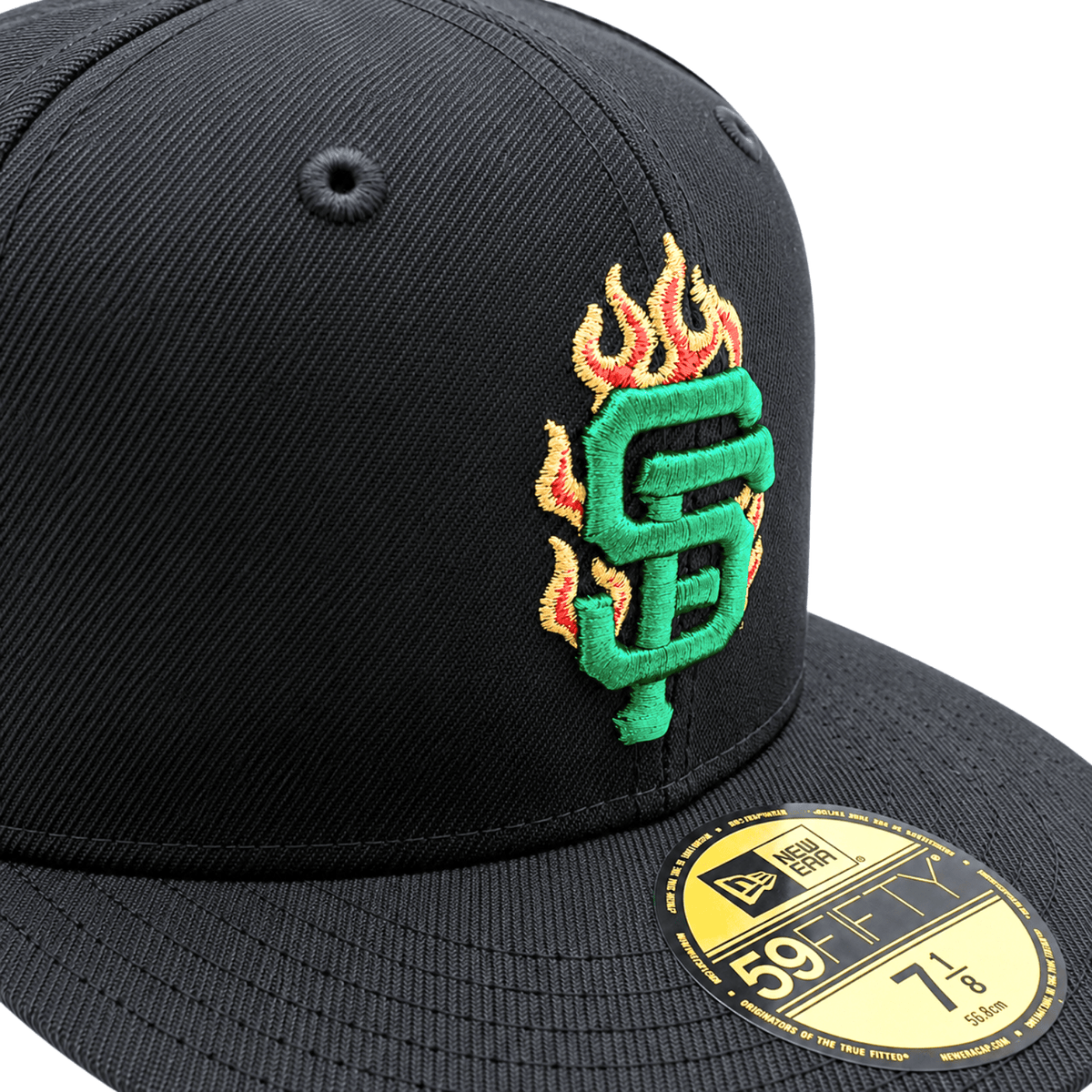 San Francisco Giants Burnin' Green 59Fifty Fitted Hat in black and metallic green