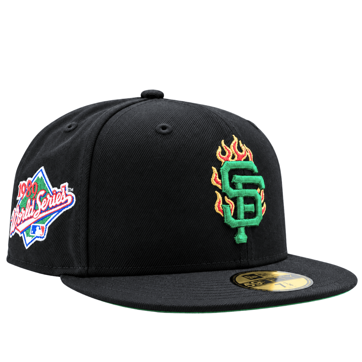 San Francisco Giants Burnin' Green 59Fifty Fitted Hat in black and metallic green