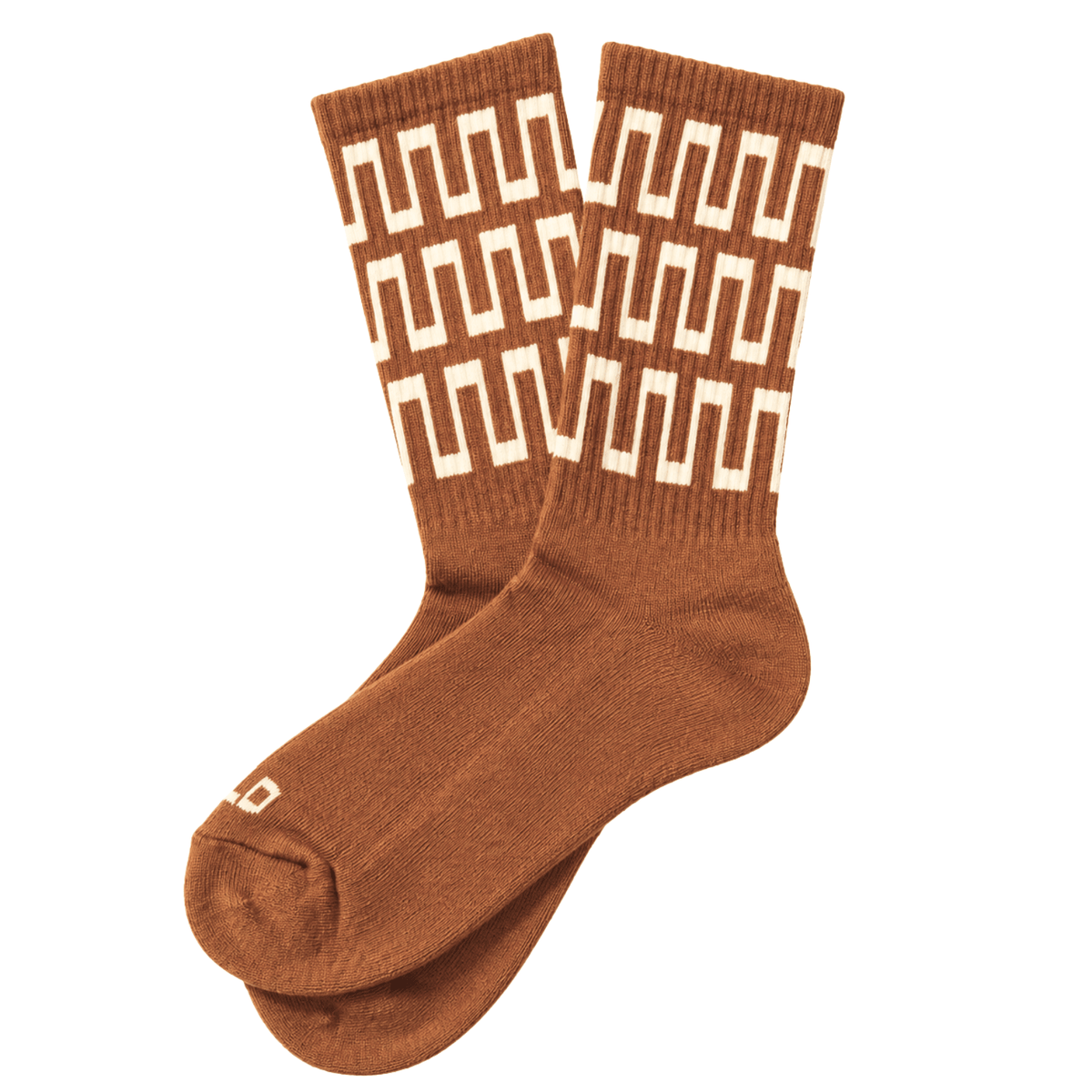 Slacker Crew Socks in rust and cream